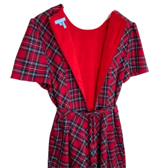 DRAPER JAMES Angie Plaid Red Belted Fit & Flare Dress Christmas Holiday NWT Sz 8 - Picture 12 of 16